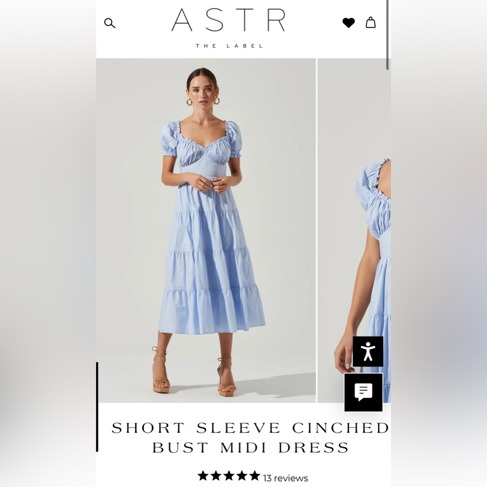 Astr The Label SHORT SLEEVE CINCHED BUST MIDI DRESS